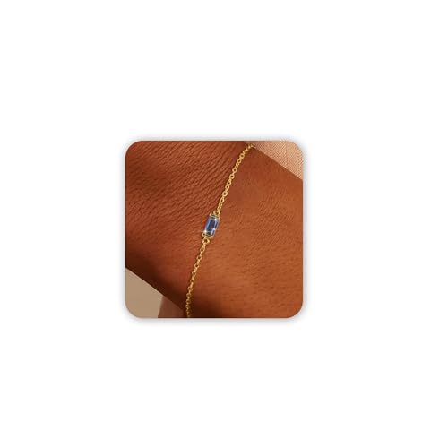 HEVOCY Birthstone Bracelets for Women Trendy: Gold Dainty Sapphire Bracelets 14k Gold Plated Link Birth Stone Charm Bracelets Thin Adiustable Chain for Women Gold Jewelry Gifts for Mom Friend