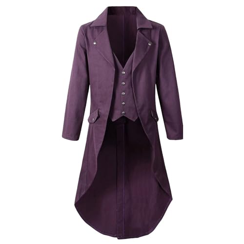 Chaqueta Steampunk Vintage Frack para hombre, estilo medieval, de un solo pecho, abrigo gótico, de longitud media, con solapa, corte ajustado, chaqueta de esmoquin vintage renacentista victoriana