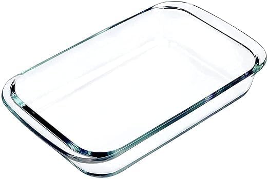 Image of Borosilicate Glass Baking Tray for Kitchen, 1000 ml, Rectangle, Transparent, Oven & Microwave Safe, Dishwasher and Freezer Safe