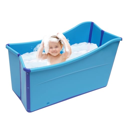 Faltbare Badewanne, 100 cm, Blau, Sauna, Erwachsene, faltbar, Massage-Badewanne, tragbar und mobil, für Babys und Erwachsene, Familienbadezimmer, Spa