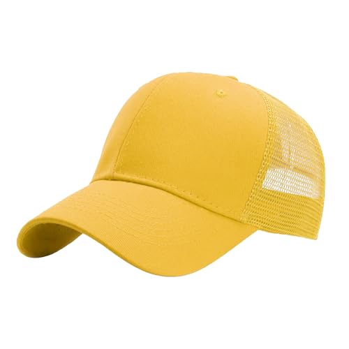 Generisch 2025 Gorra de béisbol de camionero Diseño liso texturizado de 6 paneles Tamaño Ajustable Gorra Niños Luces, amarillo, talla única