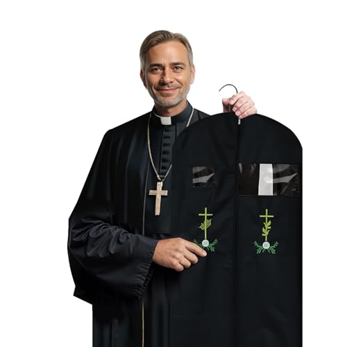 Clergy Shirts for Women or Men Garment Bag,Clergy Robe Bag Clergy Dresses Pastor Cross Embroidery Storage Bags