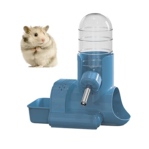 3 en 1 Bebedero Hamster, 120ml Botella Agua Animales Pequeños, Dispensador de Agua con Comedero y Caseta, para hámster, jerbo, Rata, hámster Enano, Ratones pequeños (Azul) Cover