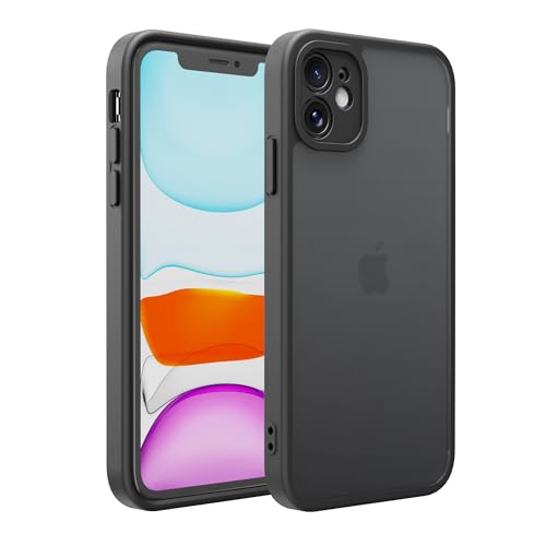 PinLiSheng Matte Case for iPhone 11 Case,Shockproof Protective Hard Back Slim Phone Case,Frosted Translucent Back Phone Cover, Anti-Fingerprint - Black