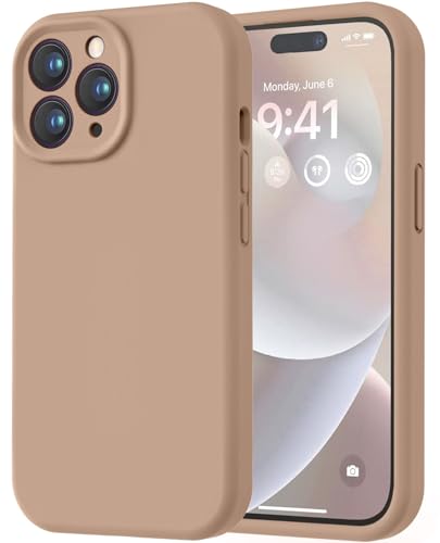 Image of LOVE 3000 Designed for iPhone 14 Pro Case, Premium Silicone with [Soft Anti-Scratch Microfiber Lining] Shockproof Protective Phone Case for Men Women Girls 6.1 inch, Light Brown
