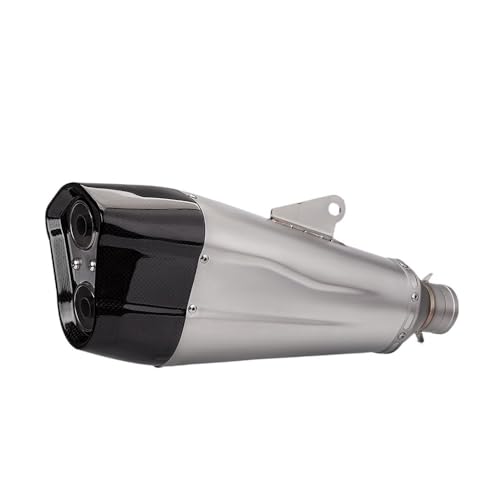 Silencieux d'échappement universel 51 mm en carbone et inox double trou pour moto