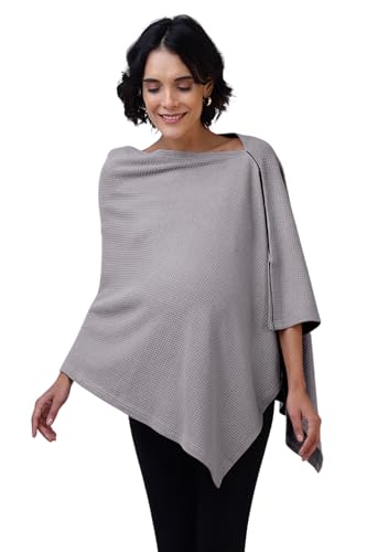 Image of Zelena Cotton Bamboo Blend Premium Nursing Cover for Breastfeeding | Breastfeeding Cover for Mothers | Feeding Shawl for Mother | Feeding Cloth | Breathable Nursing Covers | Poncho for Mom (Grey)