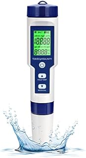 Cuteefun Digital PH Meter, 5 in 1 Water Quality Tester with Back light, PH/TDS/EC/Salinity/Temp Meter with ATC, 0.01 Resolution High Accuracy Pen Type Tester, for Drinking Water, Aquarium, Spas