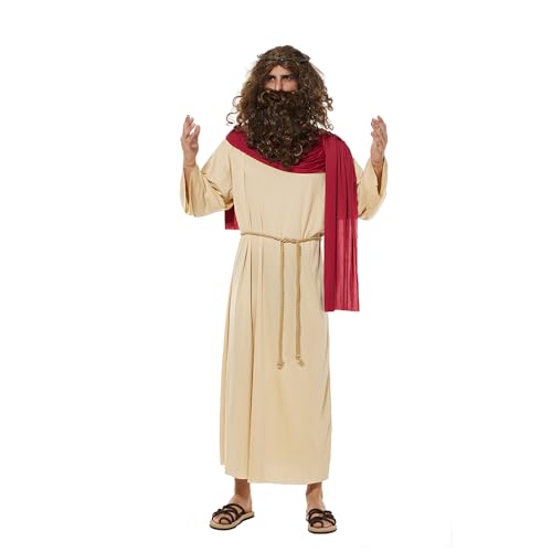 EraSpooky Disfraz de Jesús para adultos bata de santo religioso bíblico para hombres juego de rol para