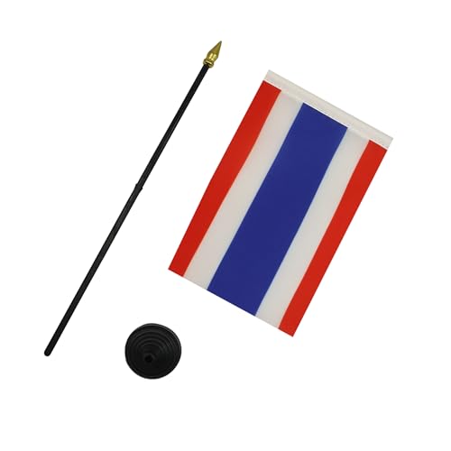 AZ FLAG - Tischflagge Thailand - 15x10 cm Goldene Splitze - Thailändische Tischfahne 10 x 15 Cm - Flaggen