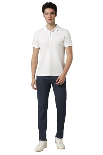 Image of Peter England Men's Straight Fit Mid Rise Chino Casual Trouser with Premium Dobby