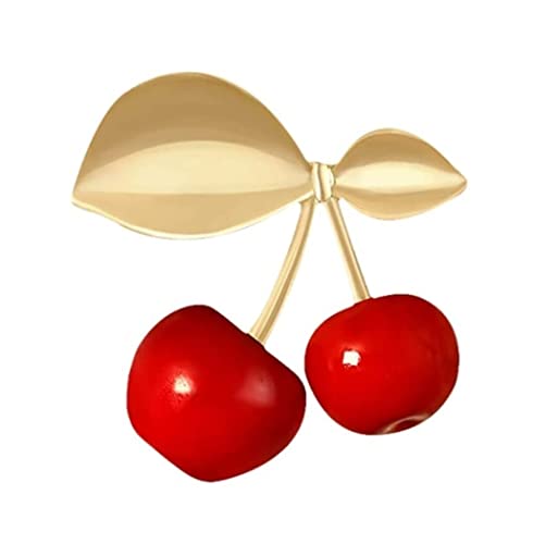 Broche de mujer de cereza roja pequeña pin ropa ramillete traje LZRHJN