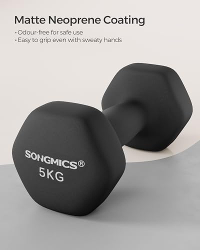 SONGMICS Dumbbells Set of 2 Dumbbells Hexagon Neoprene Coating Strength Training Workout Fitness Training Home - Image 3