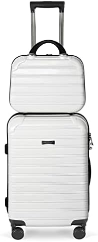 Feybaul Luggage Set 2PCS Suitcase PC+ABS Carry On Luggage with Spinner Wheels, White 2-Piece Set(14/20) (968)
