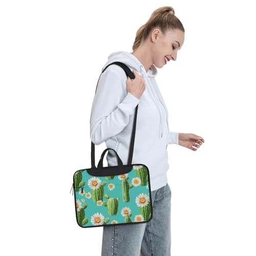 Bolso para laptop con diseño de cactus y flores de 15.6 pulgadas miniatura 3