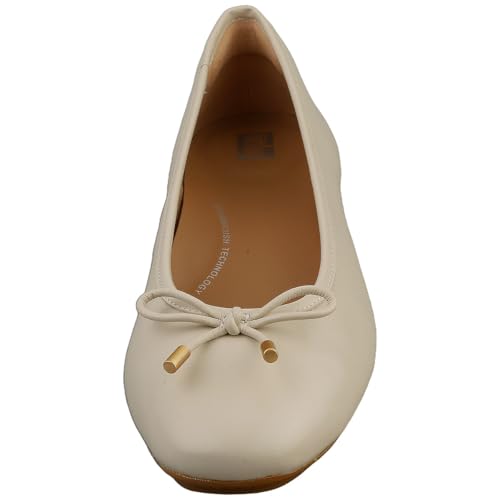 Fitflop Damskie płaskie baleriny z delikatnej skóry metalicznej, BEŻOWY, 6 UK Narrow