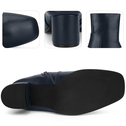 Perphy Square Toe Side Zip Chunky Heel Ankle Boots for Women3