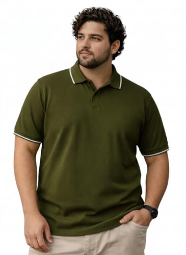 Image of Veirdo Men's Classic Fit Plus Size Polo T-Shirt, Half Sleeve, Stylish Cotton Tee, Formal & Casual Wear, Comfortable & Durable (3XL-5XL)