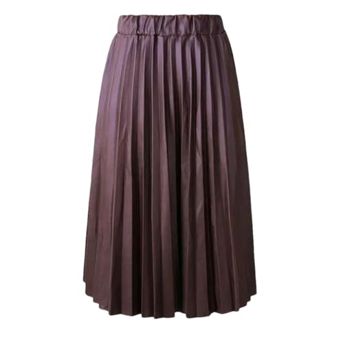 Jupe d'hiver en cuir PU noir mi-longue taille haute coupe plissée basique