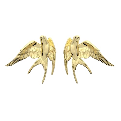 14K Gold Plated Flying Bird Swallow Stud Earrings 丨925 Sterling Silver Post丨Bird Jewelry for Women And Bird Lovers Gifts
