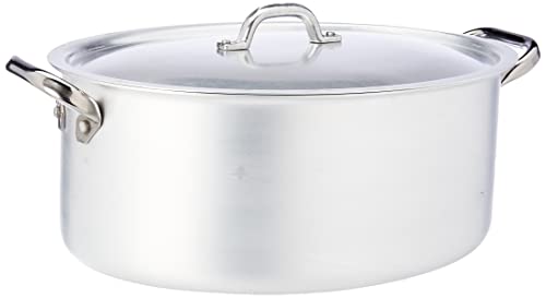 Pentole Agnelli Linea Alluminio 3 mm Professionale Casseruola Ovale con Maniglie Inox e Coperchio, Argento, 32 cm