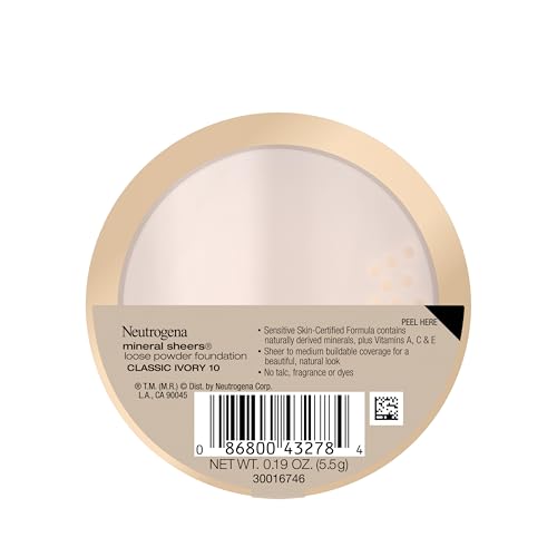 Neutrogena Mineral Sheers Loose Powder Foundation, Classical Ivory, .19 oz - image 9