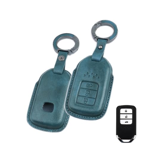 Image of keyzone dual leather key cover for Honda City, Accord, Amaze, CR-V, WR-V 3 button smart key