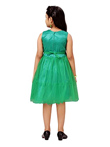 Image of MUHURATAM Girl's Net Fit and Flare Knee-Length Dress