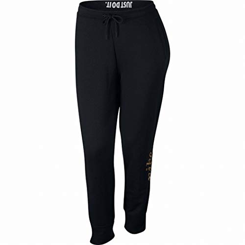 Nike Plus Size Sportswear Rally Black Metallic-Logo Pants (Size 1X)