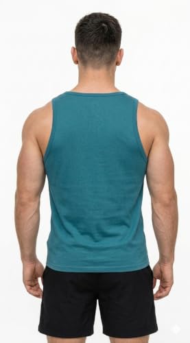 Buy Men's Gym Vest, Sleeveless Tank Top, Black, Workout Training Athletic Wear (in, Alpha, M, Regular, Rama(ARCHEVER)) at Amazon.in - Image 2