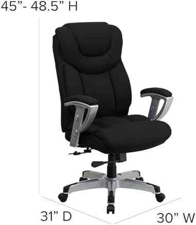 Flash Furniture HERCULES Series Big & Tall 400 lb. Rated Black Fabric Ergonomic Task Office Chair with Line Stitching and Adjustable Arms - Thumbnail 4