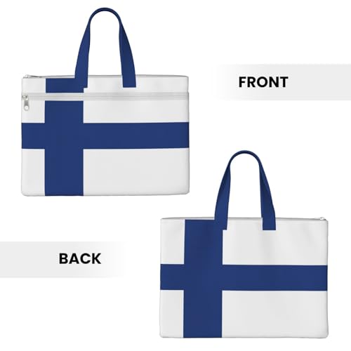 Finnish Flag Canvas Document Bag Briefcase For Professionals And Executives3