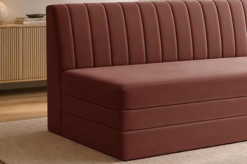 Image of Modern Velvet 3 Seater Sofa Cum Bed, Convertible Sleeper Couch Sofa for Living Room, Bedroom & Office - Brown Color