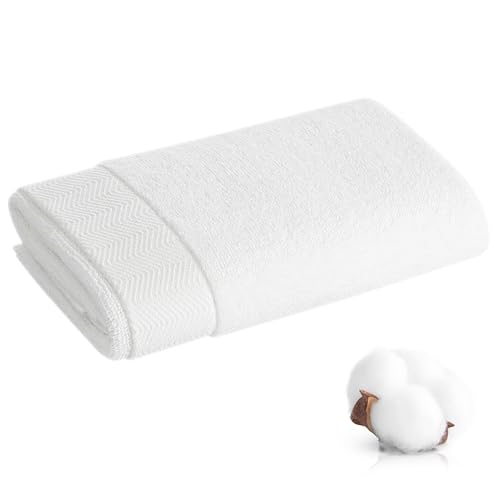 Hzesyd Hand Towel - 100% Cotton White Towel for Bathroom and Gym Dorm Room Essentials Soft Hand Towel Set of 1