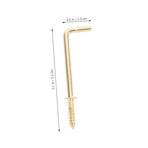 Image of Elegant Gold L-Shaped Screw Hooks 20 Pieces Self-Tapping Metal Screws Picture Frame Hanging Hooks Right Angle 90 Degree Screws