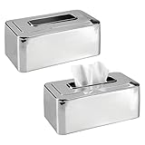 mDesign Modern Metal Tissue Box Cover for Disposable Paper Facial Tissues, Rectangular Holder for...