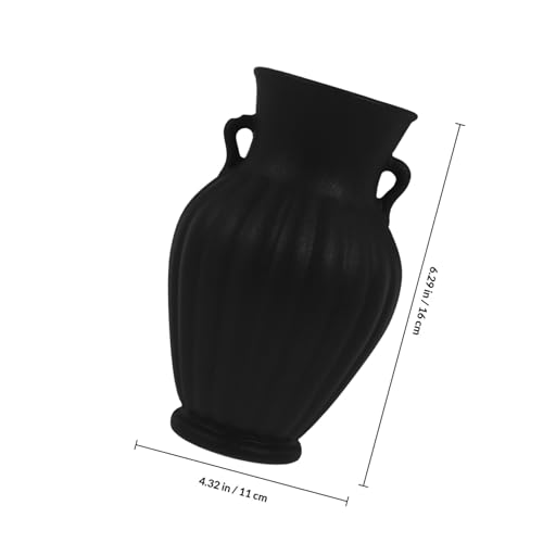 Vase en céramique noir à double oreilles pour salon
