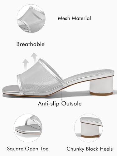 Image of Coutgo Women's Square Open Toe Chunky Heel Slide Sandals