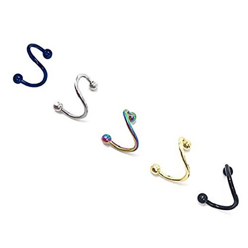zhichengbosi 10 pcs multifunción acero inoxidable S Twist nariz labios anillo pendientes piecring joyas