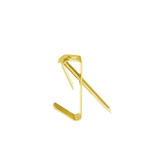 Image of 100 Piece Picture Hanging Kit with 10LB Gold Metal Hooks and Nails for Wall Mounting
