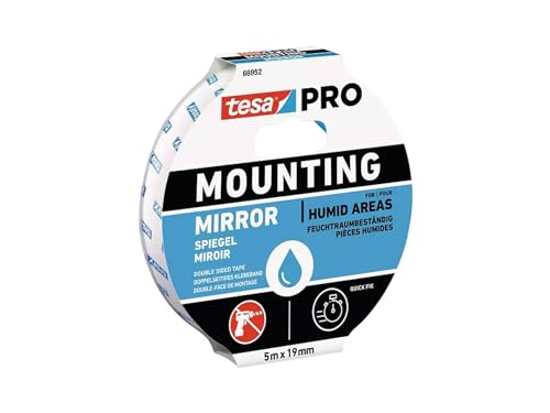 Tesa-Tape 04952 – 00546 – 05 – Nastro Adesivo Per Il Fissaggio Di Specchi 4952 – 05 M X 19 Mm, Bco