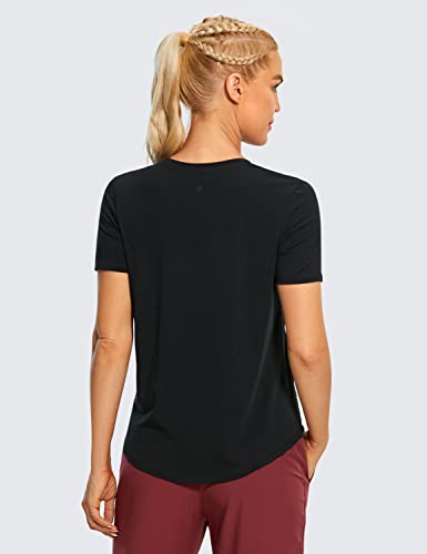 CRZ YOGA Women's Pima Cotton Short Sleeve Workout Shirts Casual Yoga T-Shirt Soft Athletic Top2