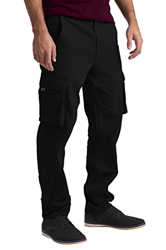 westAce Mens Cargo Pants Stretch Flex Heavy Duty 12 Pockets Outdoor Hiking Relaxed Fit Essentials Wild Work Utility Pants Size 32W-44W (Black, 34W x 32L)