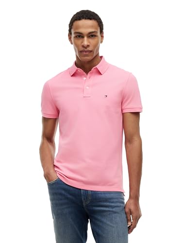 Image of Tommy Hilfiger Men's Short Sleeve Polo Shirts in Slim Fit with Stretch and Organic Pique Cotton