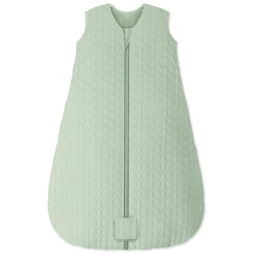 Unnivoll Schlafsack Baby Winter 2.5 Tog Baby Schlafsack 0-6 Monate Baumwolle Babyschlafsack Neugeborene Winterschlafsack Baby Warm und Weich 67 cm für Jungen Mädchen Grün