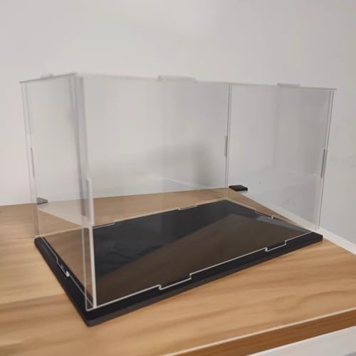 Cajas de Metacrilato Exhibidor Extragrande para Maquetas, Vitrina de Mesa de Acrílico Transparente, Contenedores Organizadores de Plástico, Vitrina Protectora Antipolvo(Black Base,40x25x25cm)