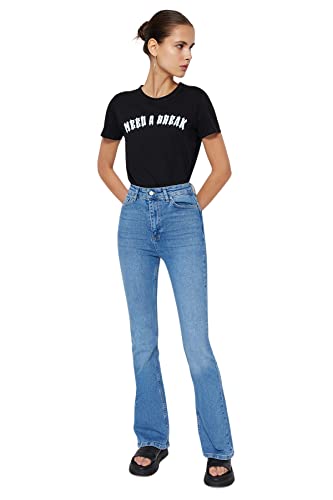 TRENDYOL Damen Gerade Fackel Hohe Taille Jeans – Bild 3