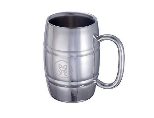 Heesung - Taza de café aislada de acero inoxidable 18/8, doble pared, taza de café de acero inoxidable con asa, 500 ml, taza de viaje, espejo pulido, taza de café o taza de cerveza