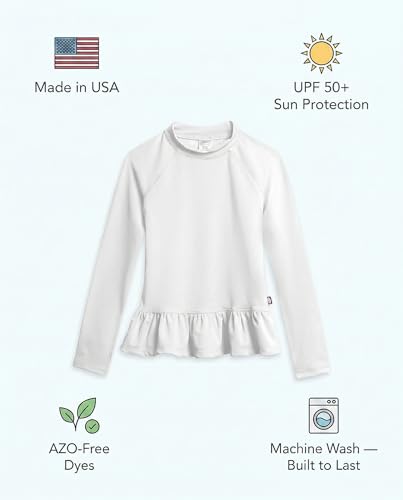 Image of City Threads Girls Long Sleeve Rashguard UPF 50+ Made in USA, Girls' Rash Guard Shirts with Sun Protection