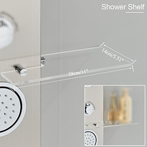 Columna de Ducha LED con Panel de Chorro de Cascada, Sistema de Masaje Corporal y Estantería Integrada, Montaje en Pared, Acero Inoxidable con Acabado Mate miniatura 4